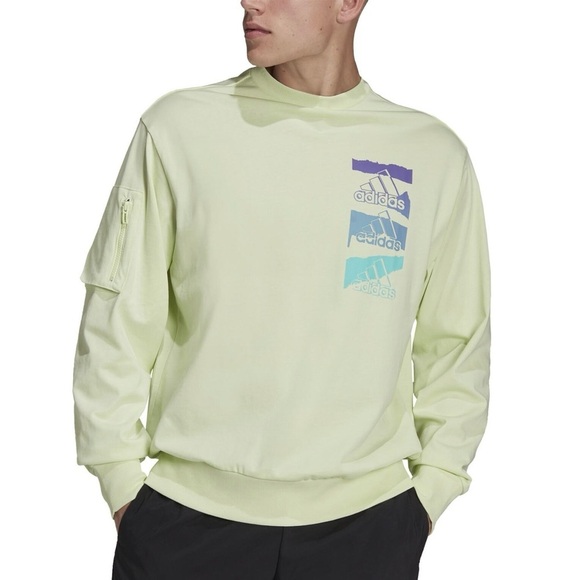 adidas Essentials Brandlove Sweatshirt in Almost Lime - Picture 1 of 9